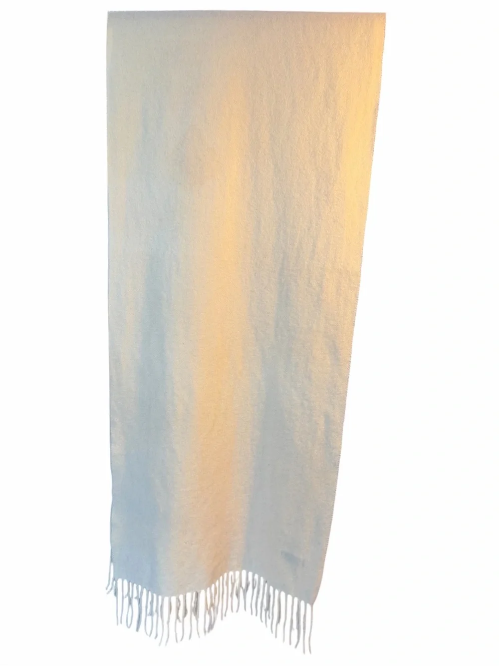 Vintage Moschino Y2K Lambswool Ivory Fringe Scarf Cream Italy Luxury Rare